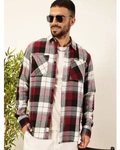 Men Maroon Tartan Checked Shirt