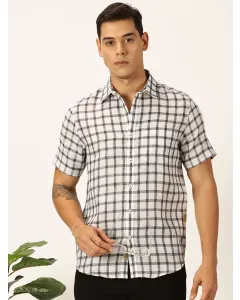 Men Black Checked Slim Fit Shirt