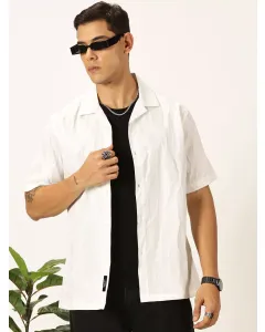 Men White Solid Slim Fit Casual Shirt