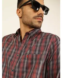 Men Navy Blue Striped Cotton Shirt