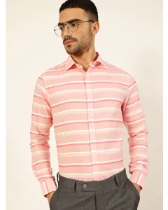 Men Pink Striped Formal Shirt