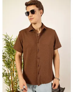Men Brown Oversized Fit Shirt