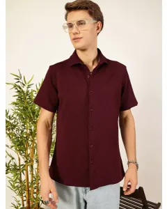 Men Maroon Oversized Fit Shirt