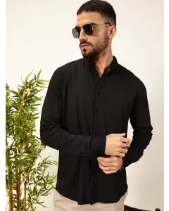 Men Black Slim Fit Casual Shirt