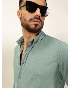 Men Green Slim Fit Casual Shirt