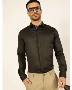 Men Olive Cotton Regular Fit Shirt