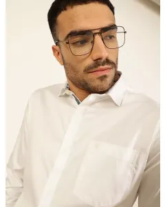 Men White Cotton Regular Fit Shirt