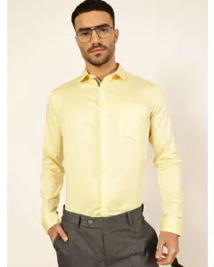Men Yellow Cotton Regular Fit Shirt