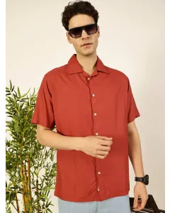 Men Red Oversized Fit Shirt