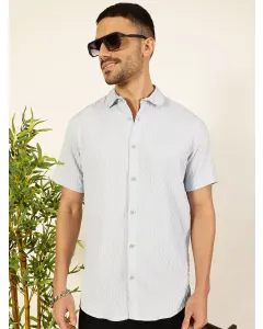 Men Blue Textured Casual Shirt