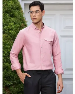 Men Red Solid Regular Fit Shirt