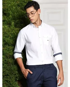 Men White Solid Regular Fit Shirt