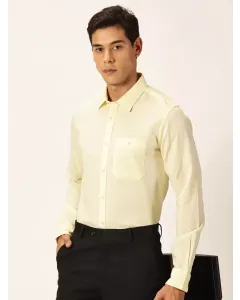 Men Yellow Slim Fit Cotton Linen Shirt