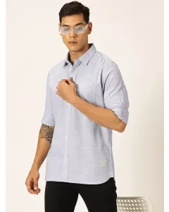 Men Blue Pin Stripe Cotton Casual Shirt
