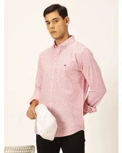 Men Red Pin Stripe Cotton Shirt