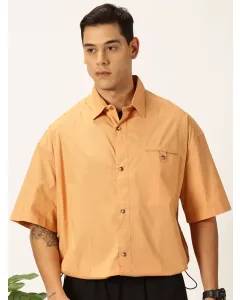 Men Orange Solid Oversized Shirt