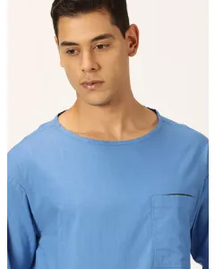 Men Blue Boxy Fit Tshirt