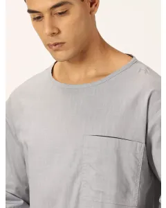 Men Grey Boxy Fit Tshirt