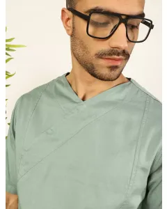 Men Green Cotton Linen Tshirt