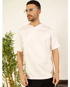 Men Pink Cotton Linen Tshirt