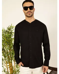 Men Black Regular Fit Cotton Shirt