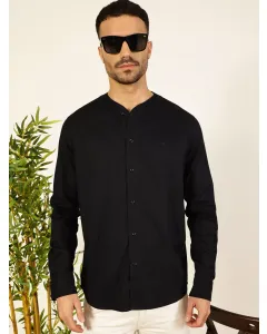 Men Navy Blue Regular Fit Cotton Shirt