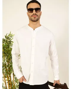 Men White Regular Fit Cotton Shirt