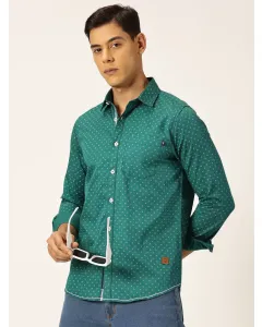 Men Green Printed Cotton Shirt