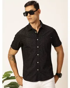 Men Black Printed Slim Fit Shirt