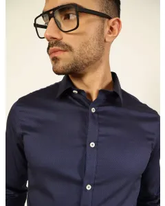 Men Navy Blue Formal Cotton Shirt