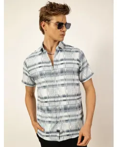 Men Blue Textured Slim Fit Shirt