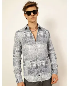 Men Blue Slim Fit Printed Shirt
