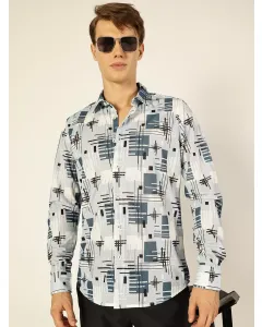 Men Blue Slim Fit Printed Shirt