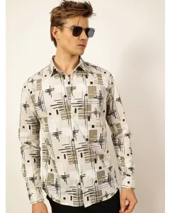 Men Green Slim Fit Textured Shirt