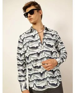 Men Green Slim Fit Printed Shirt