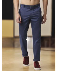 Blue Men's Solid Trouser