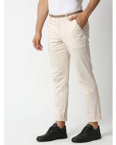 Fawn  Cream-Coloured Slim Fit Chinos Trousers