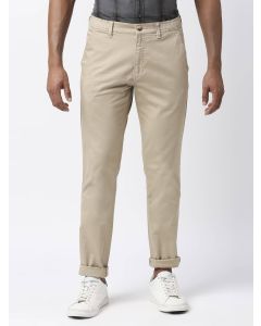 Beige Men Classic Slim Fit Chinos Trouser