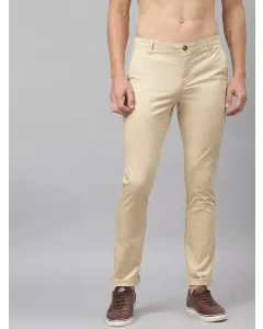 Men Beige Slim Fit Chinos Trouser