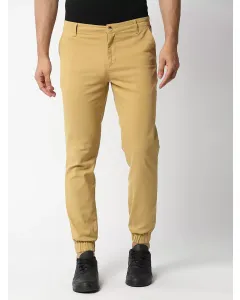 Khaki Mid-Rise Regular Fit Knitted Joggers