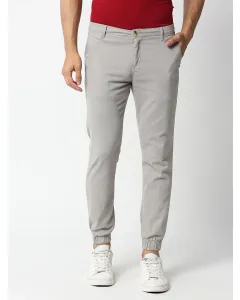 LightGrey Mid-Rise Regular Fit Knitted Joggers