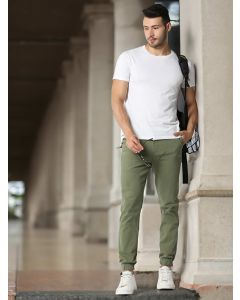 Olive Solid Cotton Jogger