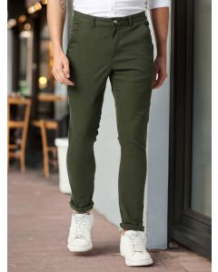Green Solid Cotton Trouser