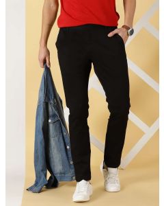 Men Black Smart Chinos Trousers