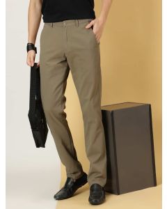 Men Beige Slim Fit Cotton Chinos Trouser