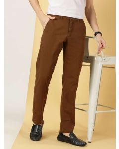 Men Brown Slim Fit Cotton Chinos Trouser