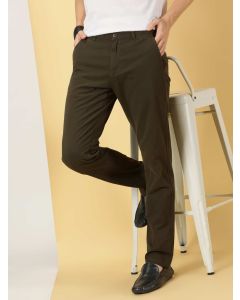 Men Green Slim Fit Cotton Chinos Trouser