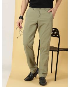 Men Green Cotton Chinos Trouser