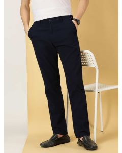 Men Navy Blue Cotton Chinos Trouser