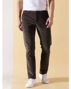 Green Textured Slim Fit Corduroy Chinos